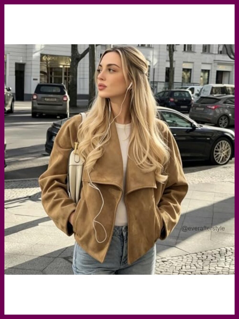 Faux Suede Wrap Jacket Lapel Collar Long Sleeve Open Front Loose Fit - Picture 2 of 6